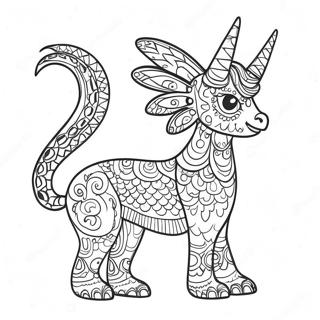 Värikäs Alebrije-eläin -värityssivu | Alebrije värityssivu