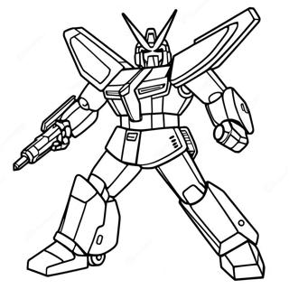 Gundam-robotti taistelussa värityssivu | Gundam värityssivu