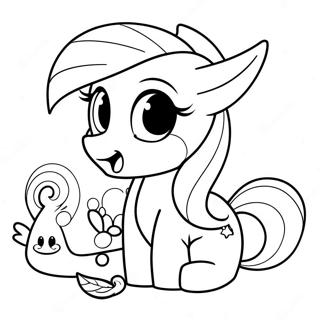 Fluttershy söpöjen eläinten kanssa värityskuva | Fluttershy värityssivu