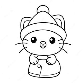 Hello Kitty jouluhattussa värityssivu | Sanrio Joulua värityssivu