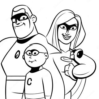 Incredibles-perheen värityskuva | Ihmeperheet värityssivu