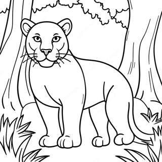 Majesteettinen kauris metsässä värityssivu | Puma värityssivu