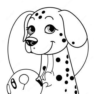 Pilkkudalmatialainen pallon kanssa -värityssivu | Dalmatialainen värityssivu