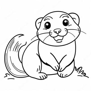 Söpö ferret leikkii pallolla värityssivu | Ferret värityssivu