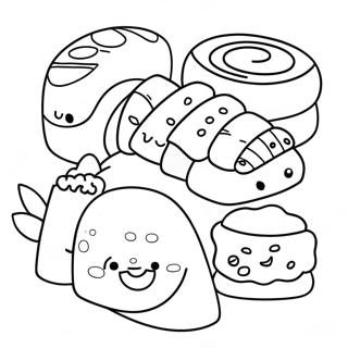 Söpöt sushi-rullat värityssivu | Sushi värityssivu