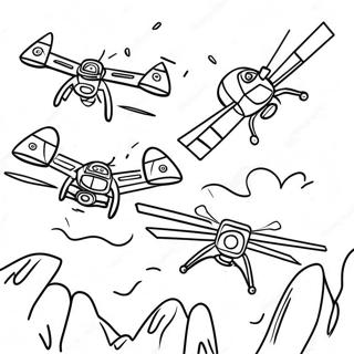 Murhaajadraon taistelukohtaus värityssivu | Murha drones värityssivu