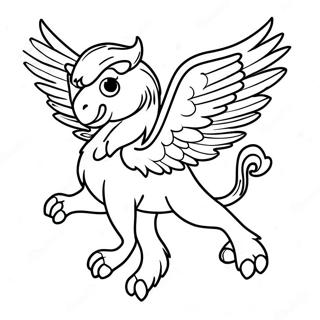 Majesteettinen griffin lentämässä värityssivu | Griffin värityssivu