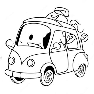 Söpö sarjakuva-auto värityssivu | Helppo Auto värityssivu