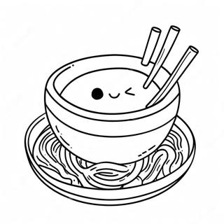 Söpö sarjakuvamainen ramen värityssivu | Ramen värityssivu