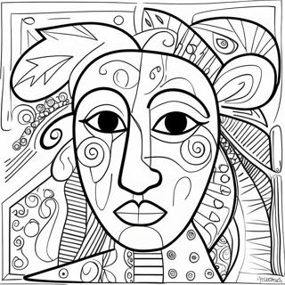 Abstrakti Picasson tyylin värittämissivu | Picasso värityssivu