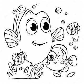 Söpö Dory ja ystävät värityskuva | Dory värityssivu