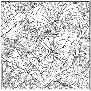 Patchwork-peitto värityssivu | Peitto värityssivu