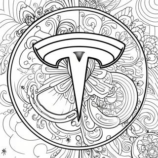 Tesla Logo Värittämissivu | Tesla värityssivu