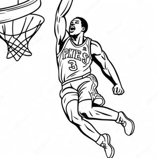 76ers Koripalloilija Dunkkaamassa Värittämissivu | 76ers värityssivu