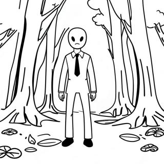 Kammottava Slenderman metsässä värityssivu | Slenderman värityssivu