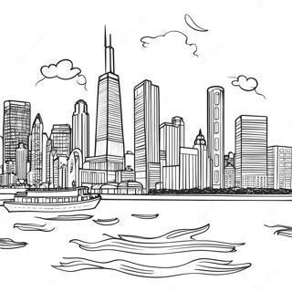 Chicago Horisontti Värittämissivu | Chicago värityssivu