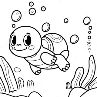 Squirtle uiskentelee meressä värityssivu | Squirtle värityssivu