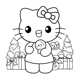 Hello Kittyn joulun värityssivu | Hello Kitty Joulua värityssivu
