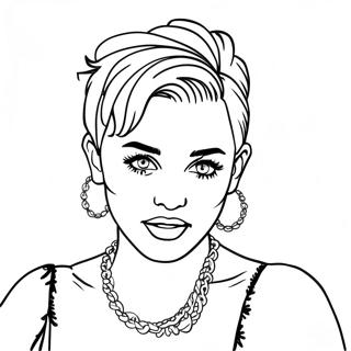 Miley Cyrus värikkäillä hiuksilla värityssivu | Miley Cyrus värityssivu