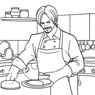 Sanji kokkaa herkullisia aterioita värityssivulla | Sanji värityssivu