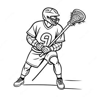 Lacrosse-pelaaja toiminnassa värityssivu | Lacrosse värityssivu