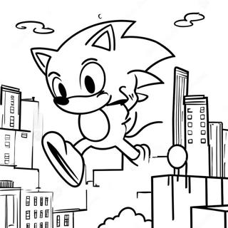 Sonic Heiluu Kaupungin Yli Värittämissivu | Sonic Spiderman värityssivu