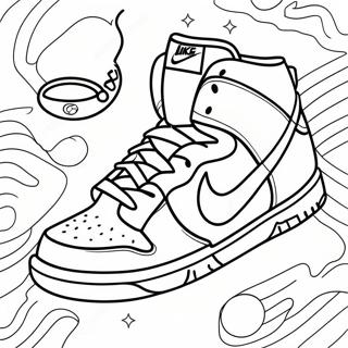 Värikkäät Nike Dunks -tennarit värityskuva | Nike Dunks värityssivu