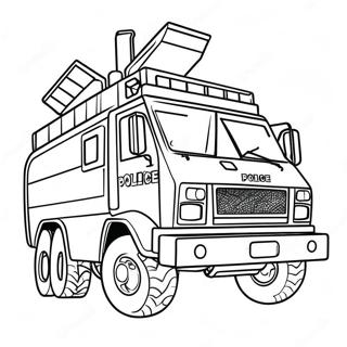 Poliisin SWAT-auto toiminnassa värityssivu | SWAT-auto värityssivu
