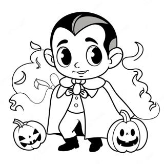Söpö Dracula kurpitsan kanssa -värityssivu | Dracula värityssivu