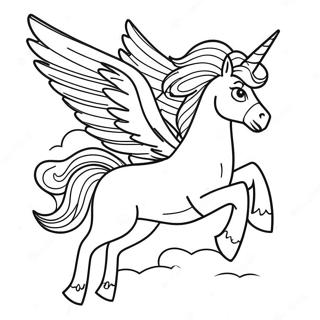 Majesteettinen Pegasus lennossa värityssivu | Pegasus värityssivu