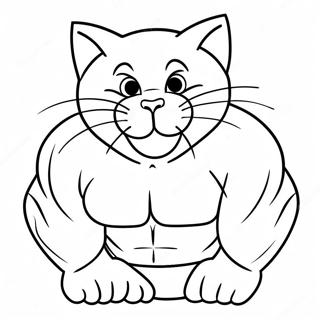 Meowscles jännittää lihaksia -värityssivu | Meowscles värityssivu
