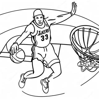 Lakers-pelaaja dunkkaa värityssivu | Lakers värityssivu