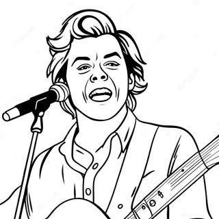Harry Stylesin laulava värityssivu | One Direction värityssivu