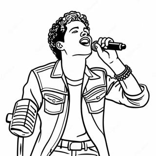 Bruno Mars laulaa lavalla värityssivu | Bruno Mars värityssivu