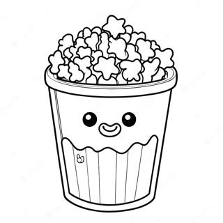 Söpö popcorn-ämpäri värityssivulla | Popcorn värityssivu
