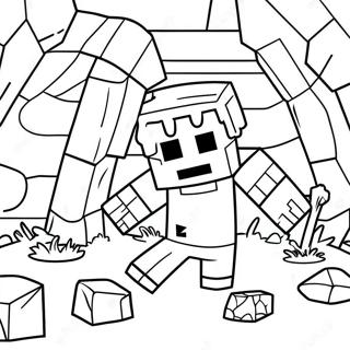 Kauhea Minecraft Zombie Luolassa Värittämissivu | Minecraft Zombie värityssivu