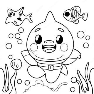 Pinkfong ja ystävät vedenalaisella seikkailulla värityssivulla | Pinkfong värityssivu