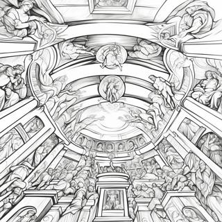 Elävä Sikstiinan kappelin Katto Värittämissivu | Sistine Chapel värityssivu