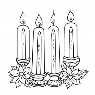 Värikkäät Kwanzaa-kynttilät - värityssivu | Kwanzaa värityssivu