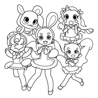 Taianomainen Precure-tiimi värityssivu | Precure värityssivu