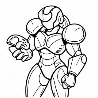 Metroid Samus Aran Power Suit -värityskuva | Metroid värityssivu
