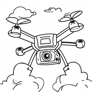 Lentävä Drone Taivaalla Värittämissivu | Drone värityssivu