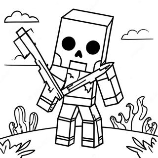 Kammottava Minecraft Luuranko Jousella Värittämissivu | Minecraft-luukki värityssivu