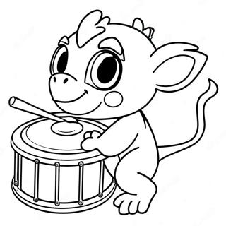 Grookey soittamassa rumpua värityssivu | Grookey värityssivu
