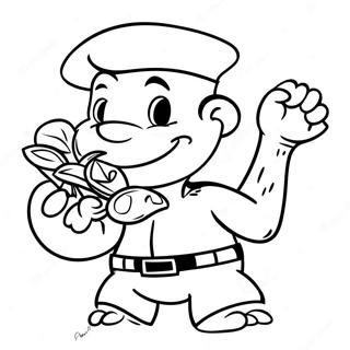 Popeye Syömässä Pinaattia -värityssivu | Popeye värityssivu