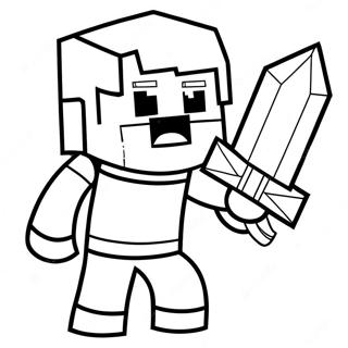 Minecraft Alex timanttiterällä - värityssivu | Minecraft Alex värityssivu