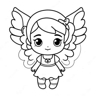 Chibi-tyttö taikasiivillä värityssivu | Chibi Tyttö värityssivu