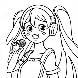 Hatsune Miku laulaa värityssivu | Vocaloid värityssivu