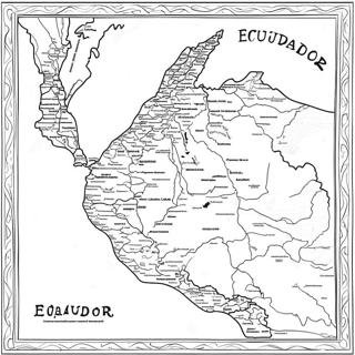 Ecuadorin kartta värityskuva | Ecuador värityssivu