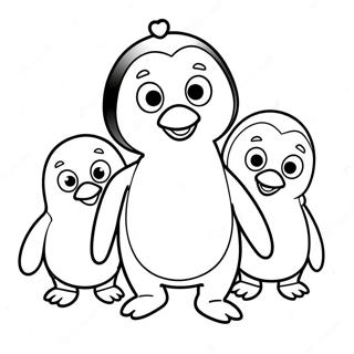 Pingu ystävien kanssa värityssivu | Pingu värityssivu